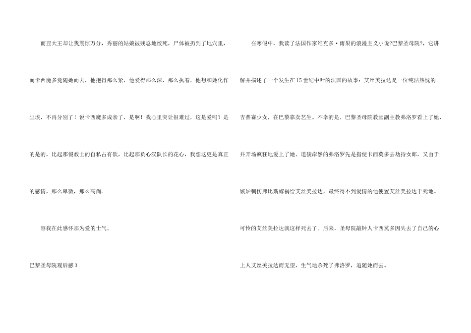 巴黎圣母院观后感_第3页