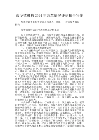 市乡镇机构2024年改革情况评估报告写作