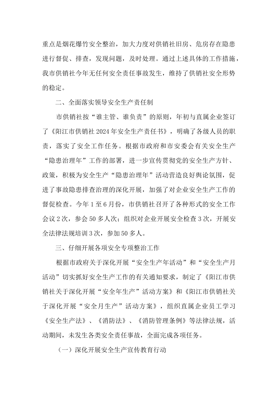 市供销社安全生产工作总结和下一步工作计划_第2页