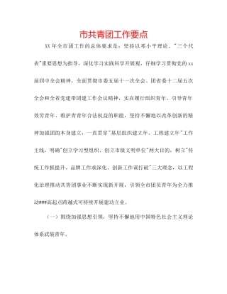 市共青团工作要点