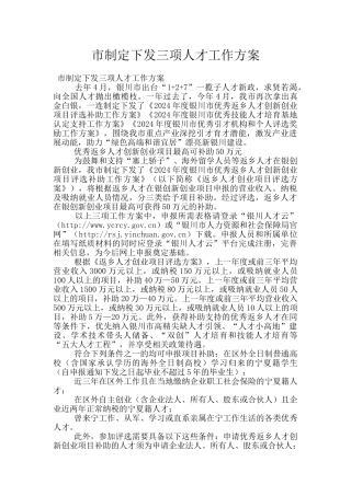 市制定下发三项人才工作方案