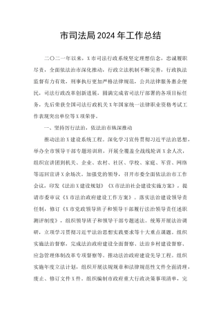 市司法局2024年工作总结