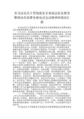 市司法局关于贯彻落实全省政法队伍教育整顿动员部署电视电话会议精神的情况汇报