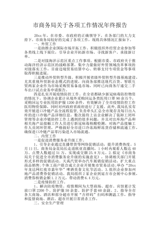 市商务局关于各项工作情况年终报告