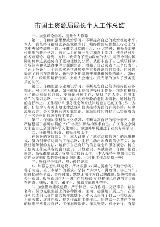 市国土资源局局长个人工作总结