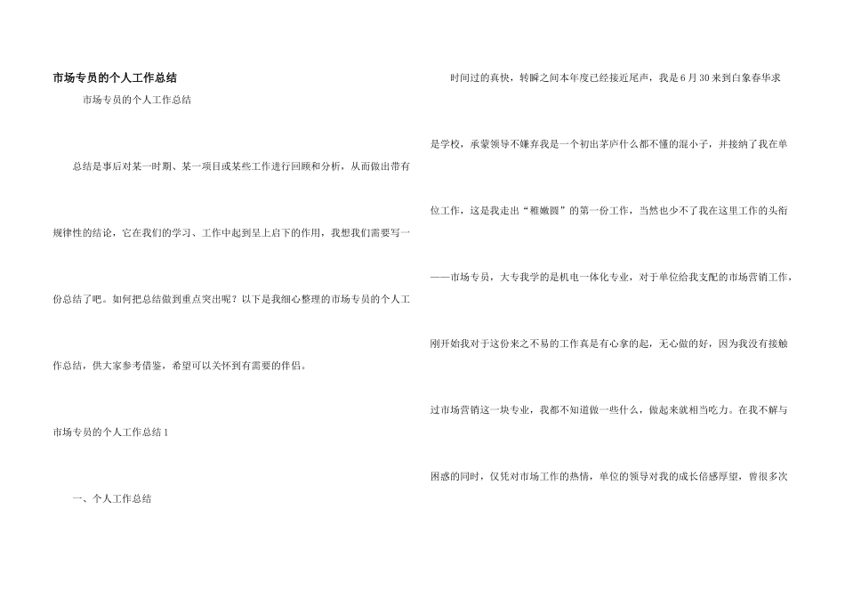 市场专员的个人工作总结_第1页