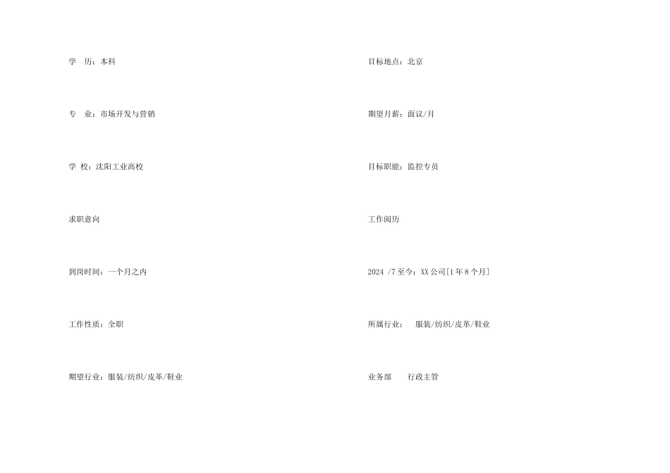 市场监控专员专业简历_第2页