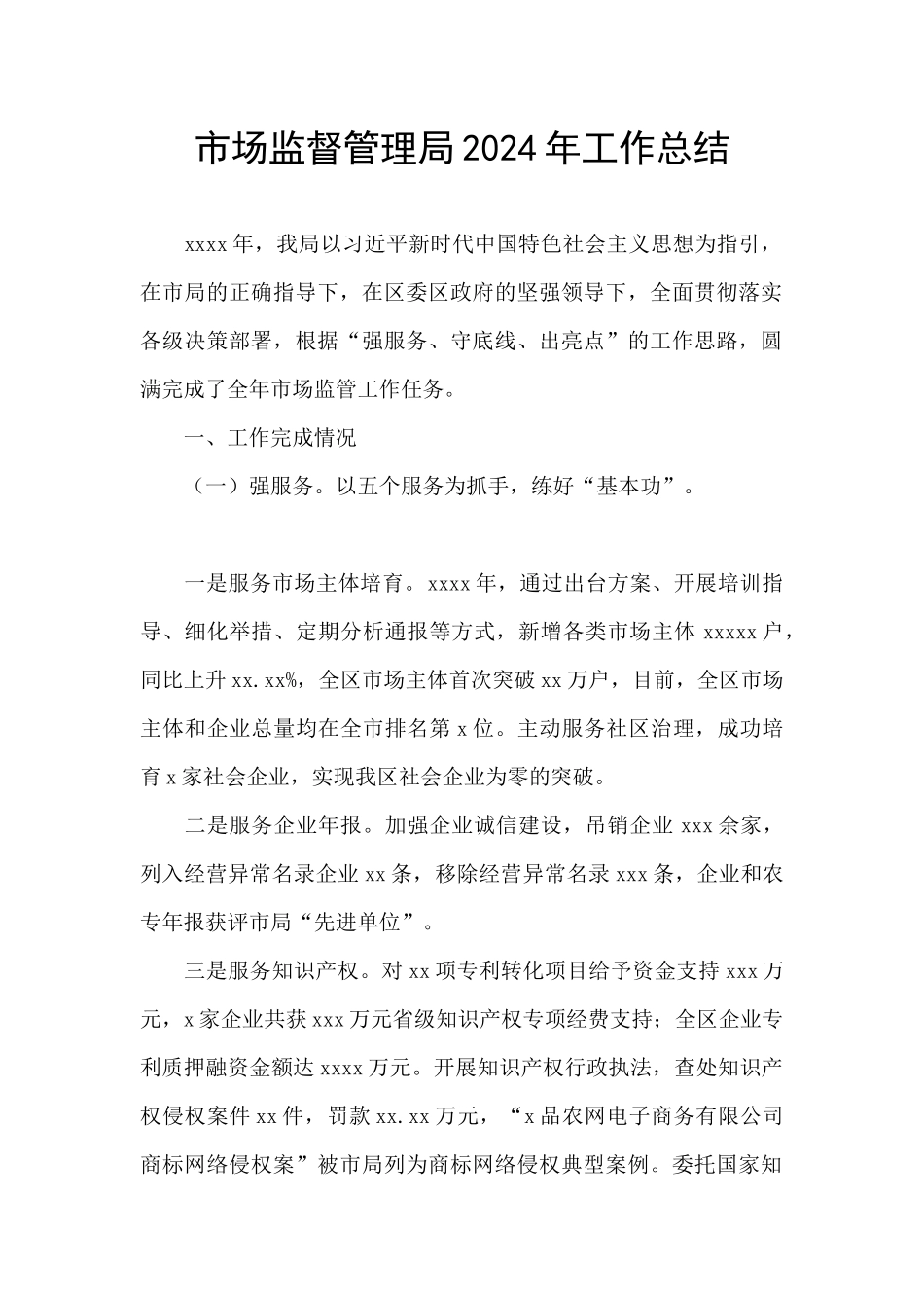 市场监督管理局2024年工作总结_第1页