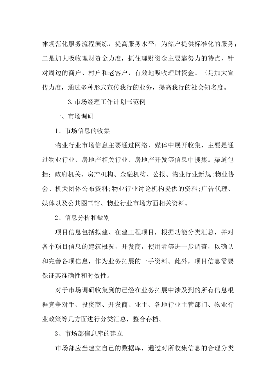 市场经理工作计划书范例_第3页