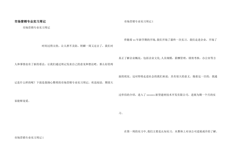 市场营销专业实习周记_第1页