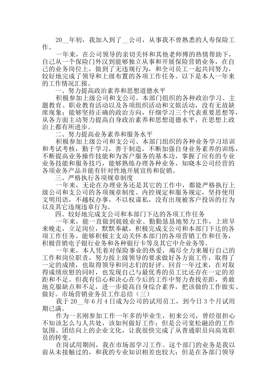 市场营销业务员工作总结_第2页