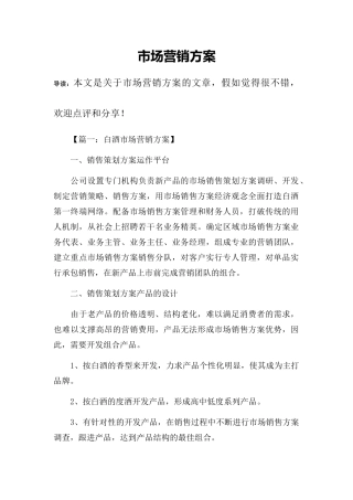 市场营销方案