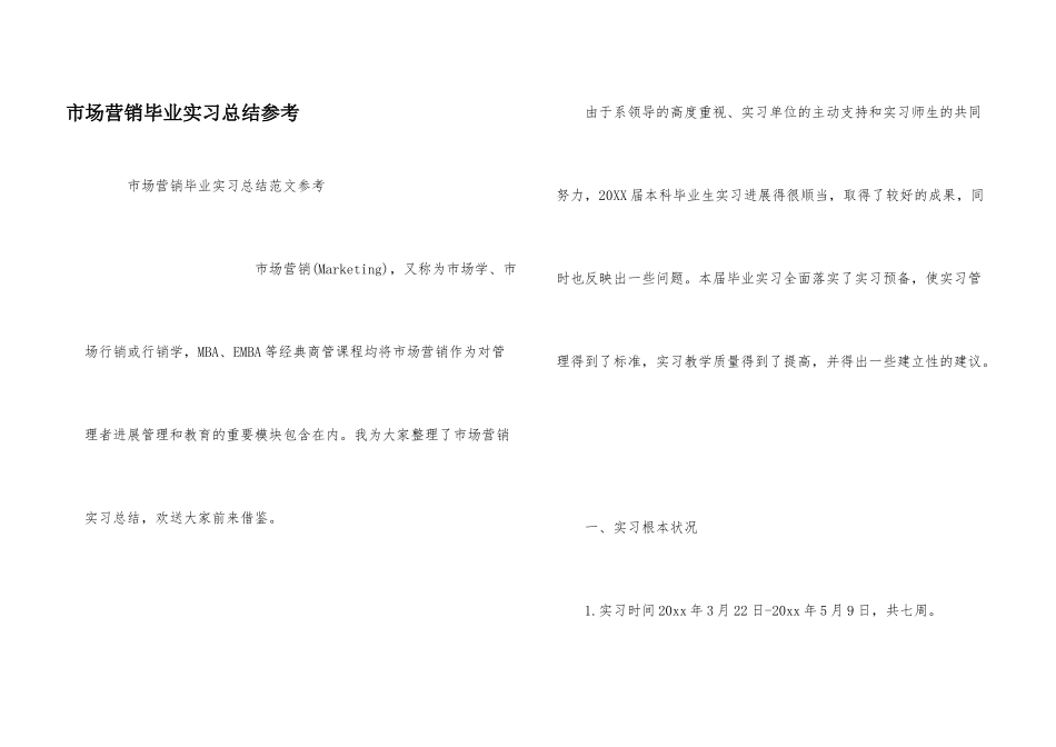 市场营销毕业实习总结参考_第1页