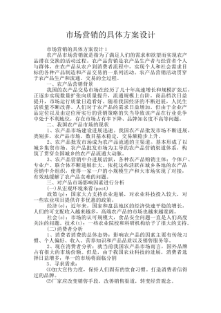 市场营销的具体方案设计