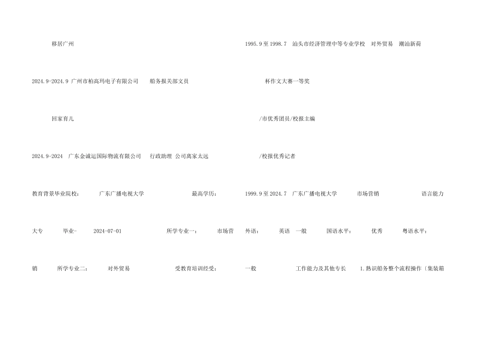 市场营销类专业的求职简历_第2页