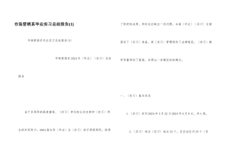 市场营销系毕业实习总结报告