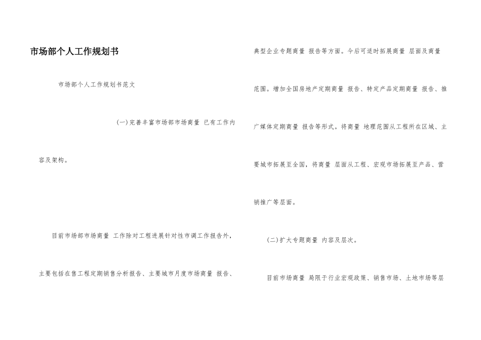 市场部个人工作规划书_第1页