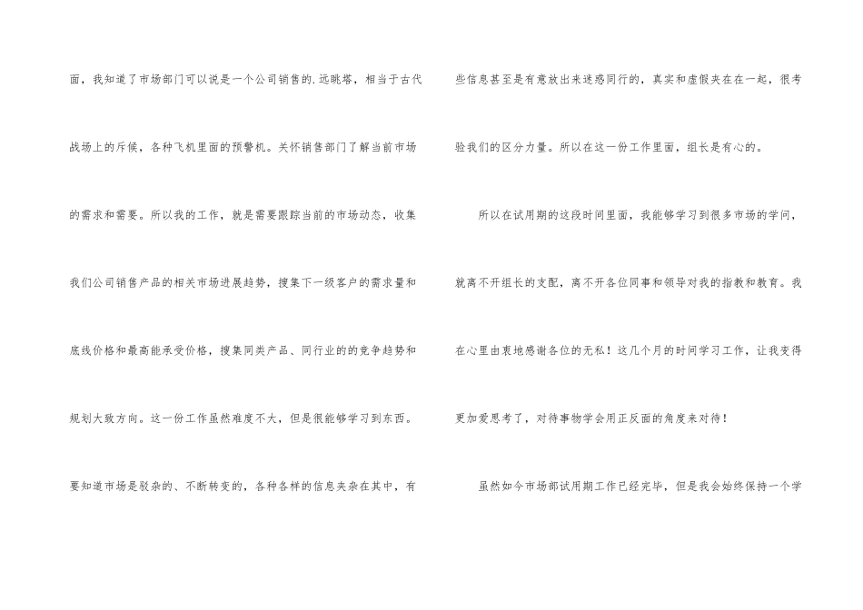 市场部员工试用期转正工作总结_第3页