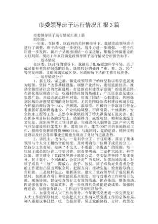 市委领导班子运行情况汇报3篇