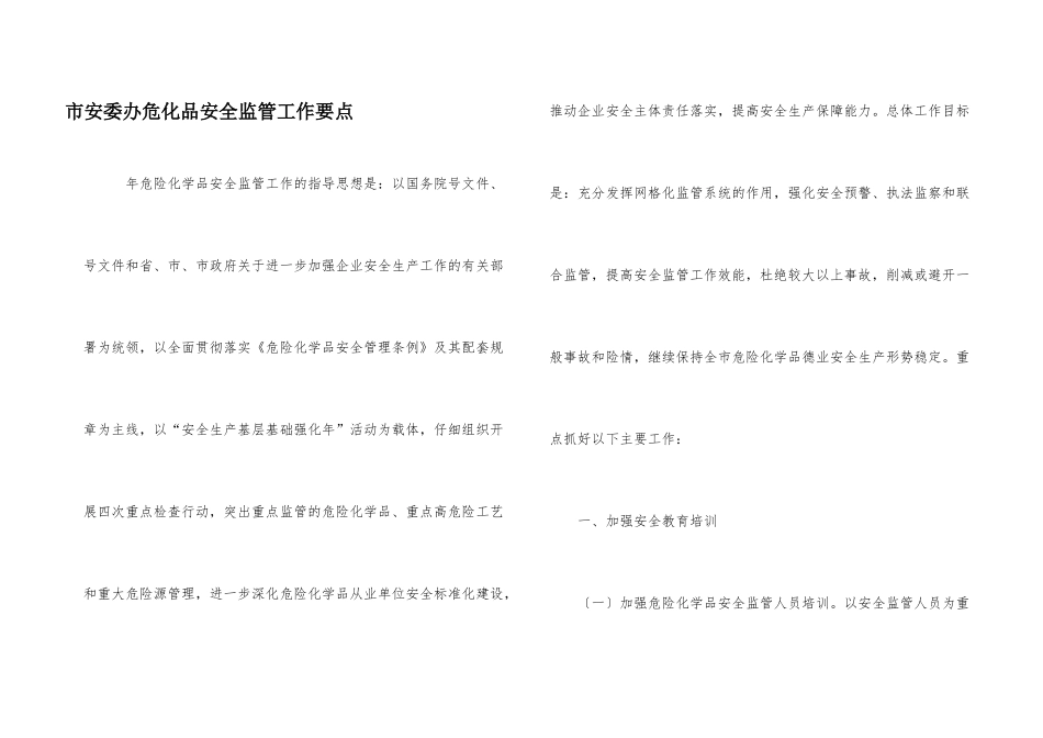 市安委办危化品安全监管工作要点_第1页