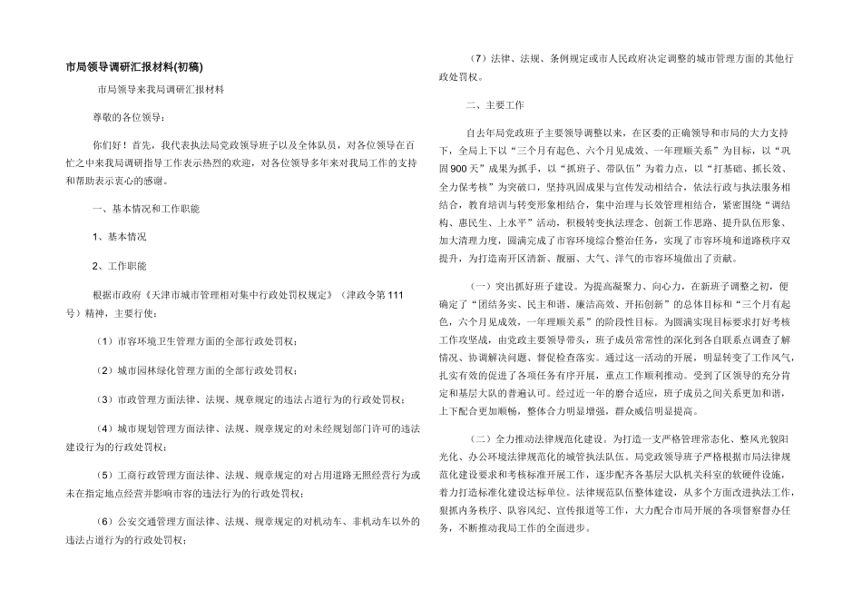 市局领导调研汇报材料_第1页
