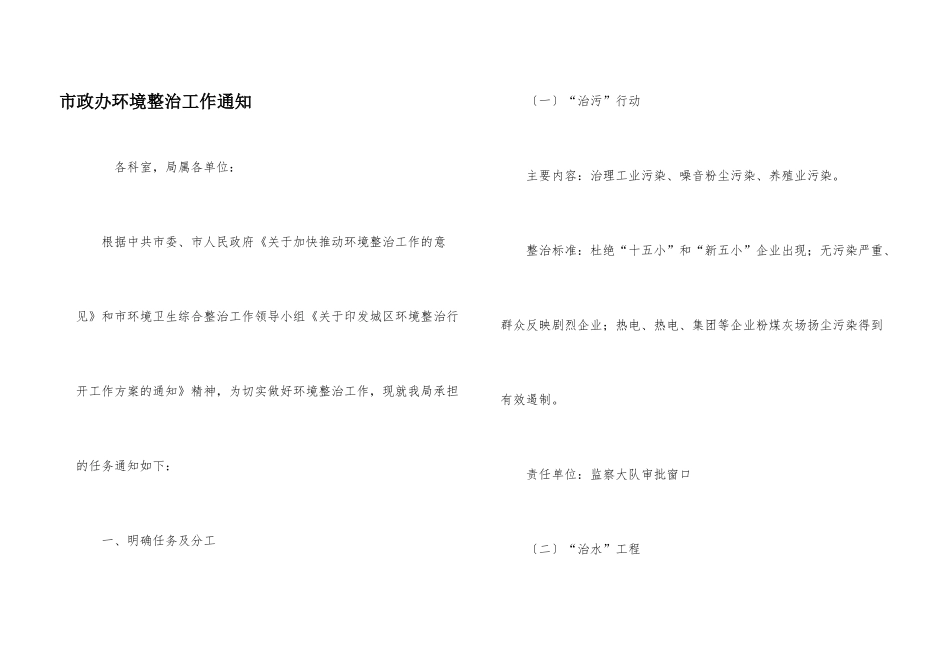 市政办环境整治工作通知_第1页