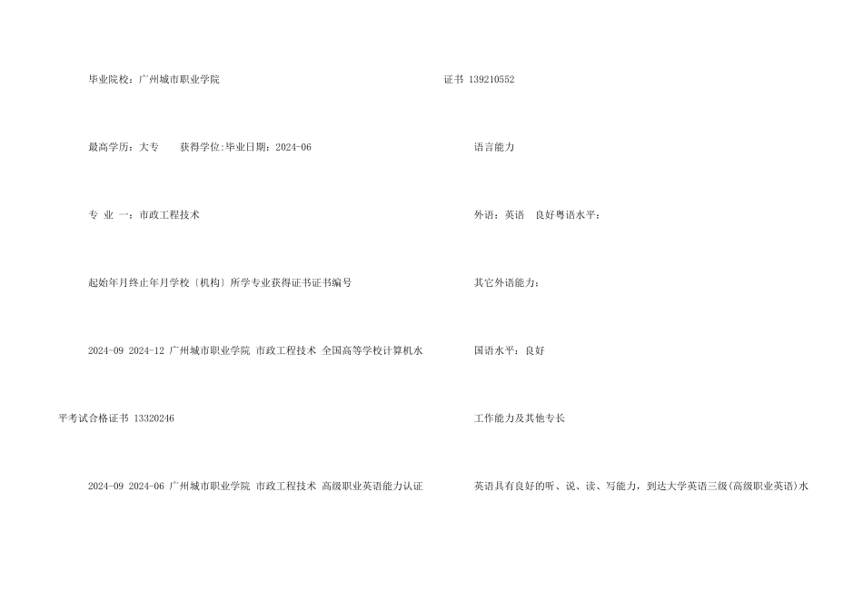 市政工程技术求职简历_第2页