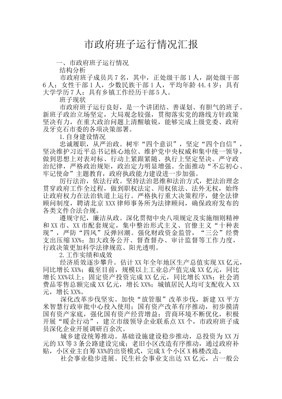 市政府班子运行情况汇报_第1页