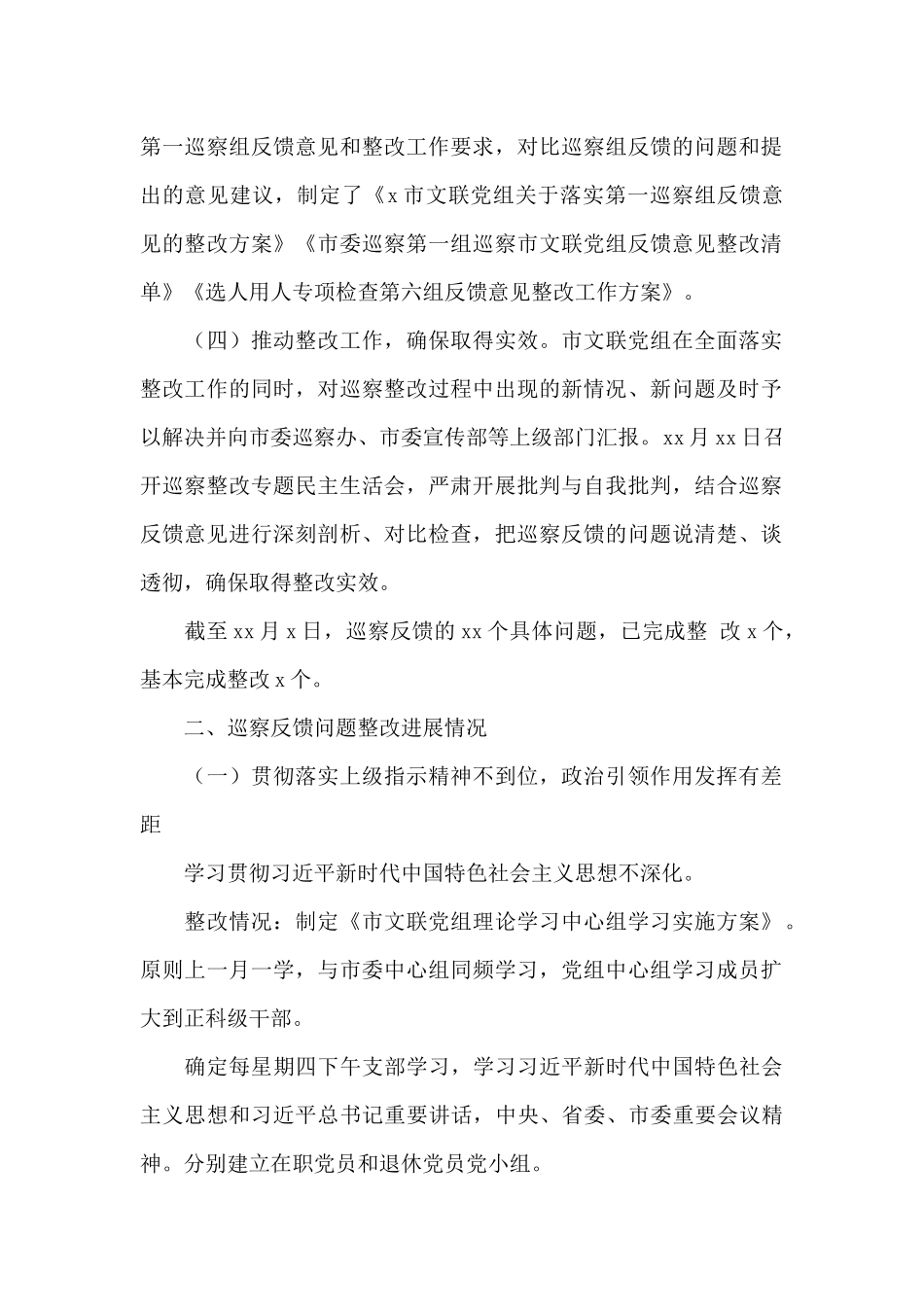 市文联2024年巡察整改情况汇报_第2页