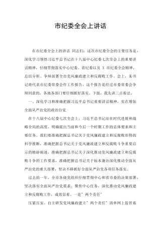 市纪委全会上讲话