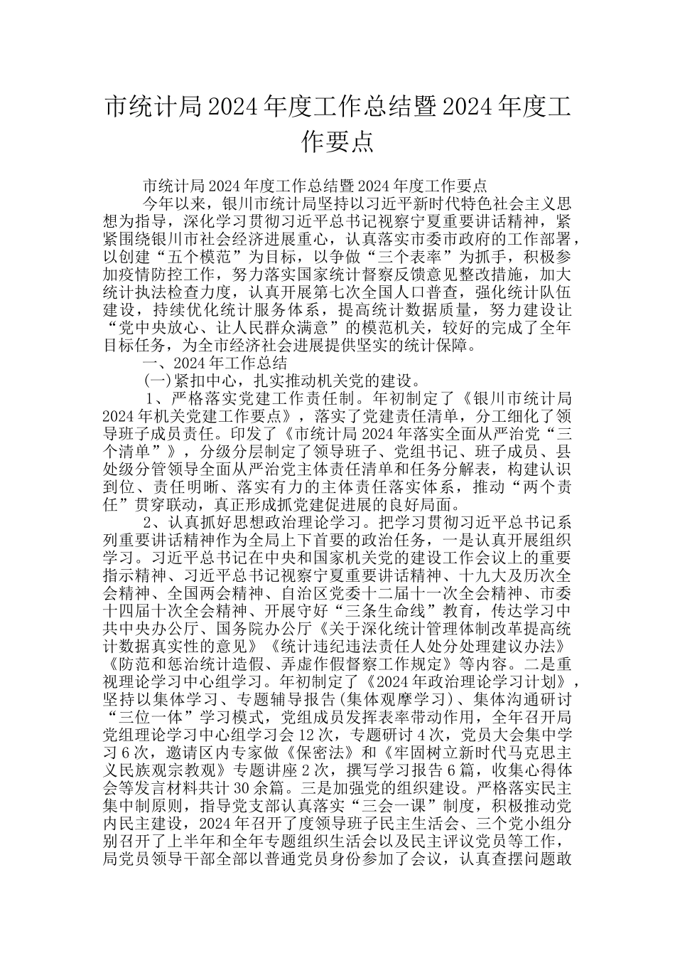 市统计局2024年度工作总结暨2024年度工作要点_第1页