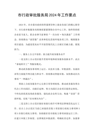 市行政审批服务局2024年工作要点