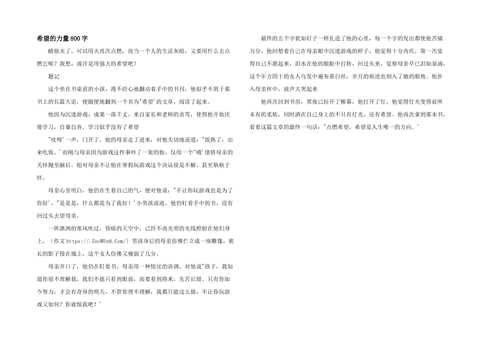 希望的力量800字_第1页