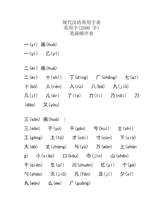 带拼音常用字表