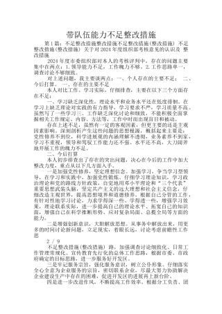 带队伍能力不足整改措施