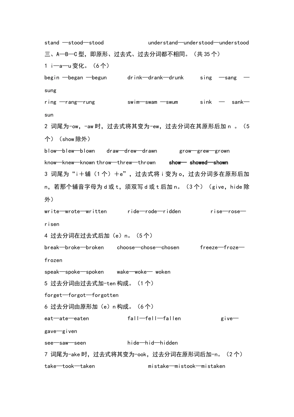 常用动词的过去式、过去分词不规则变化的规律_第2页