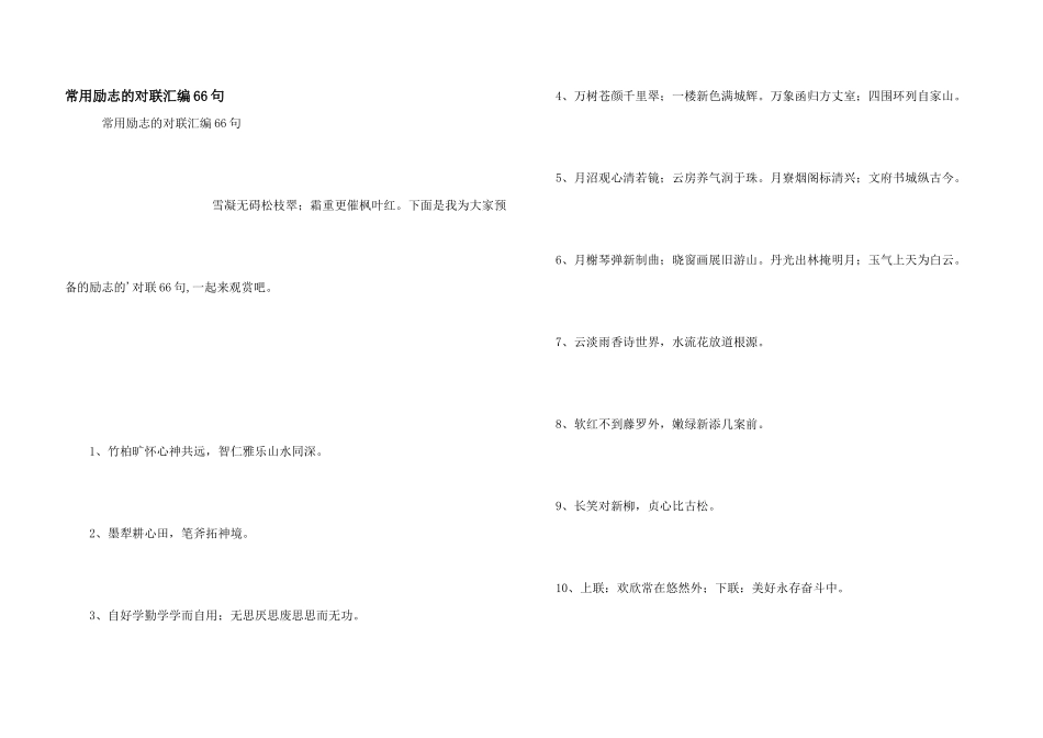 常用励志的对联汇编66句_第1页