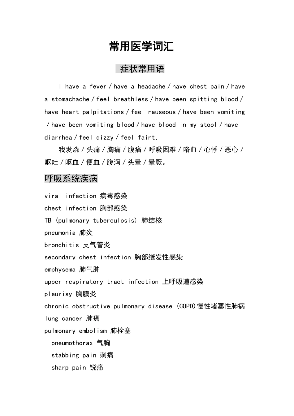 常用医学词汇_第1页
