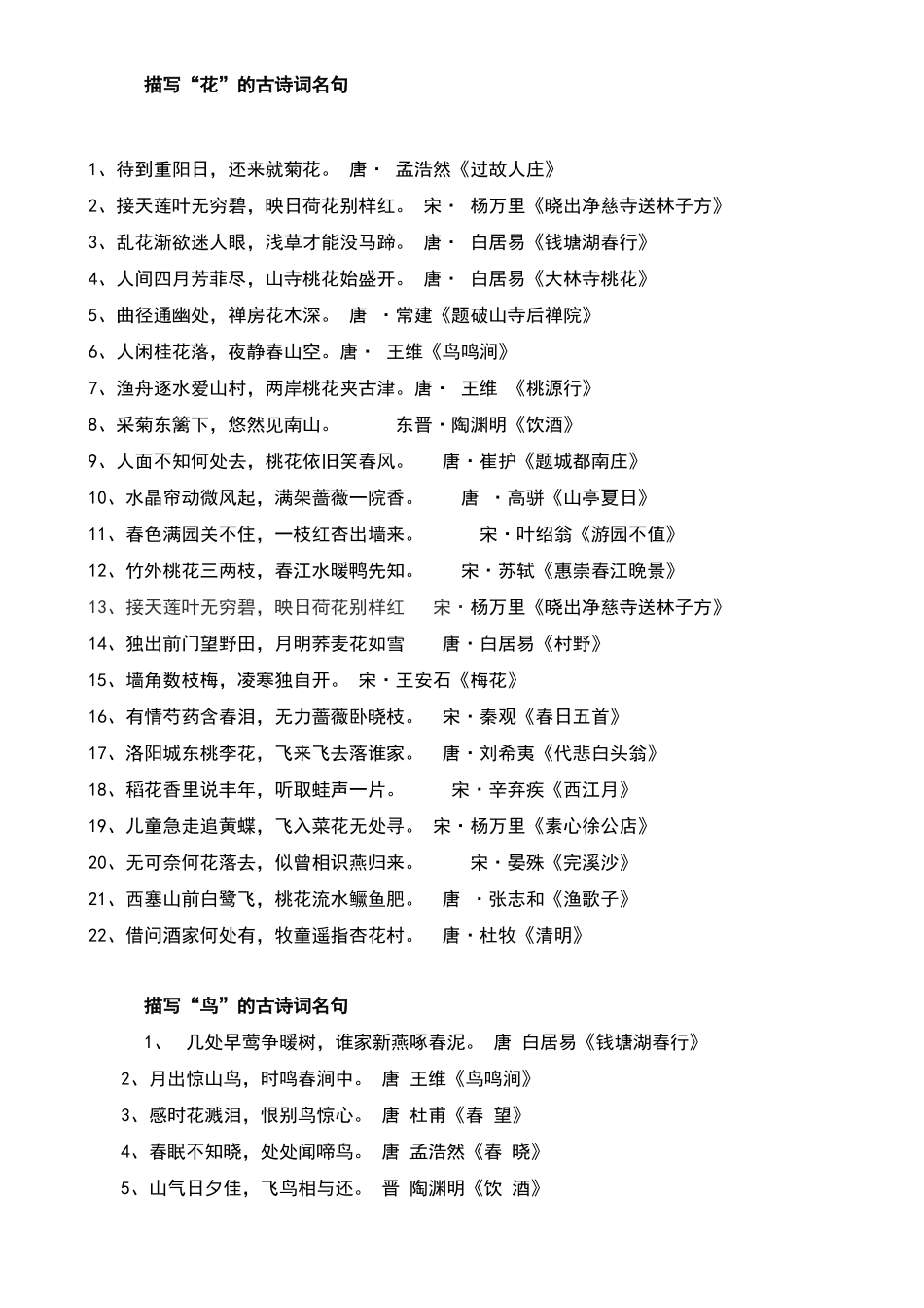 常用古诗词分类_第1页