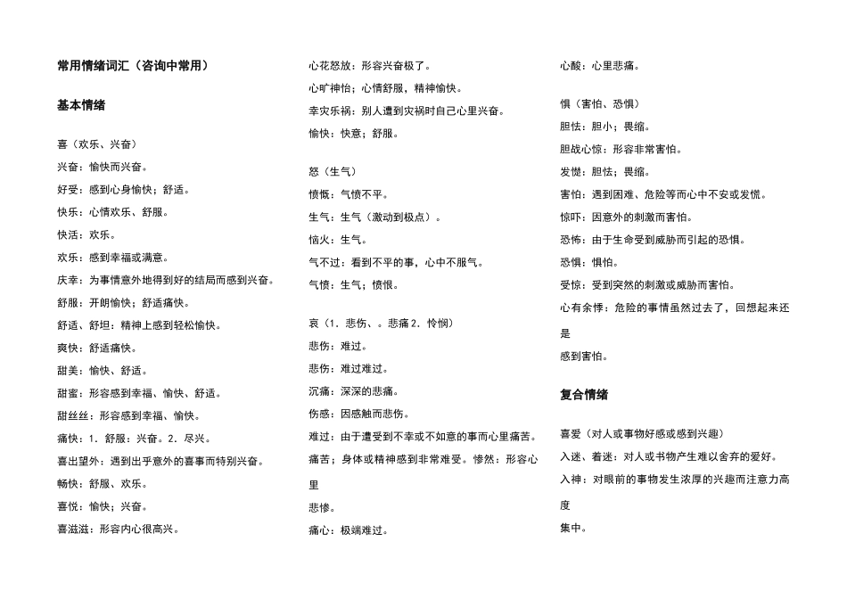 常用情绪词汇_第1页