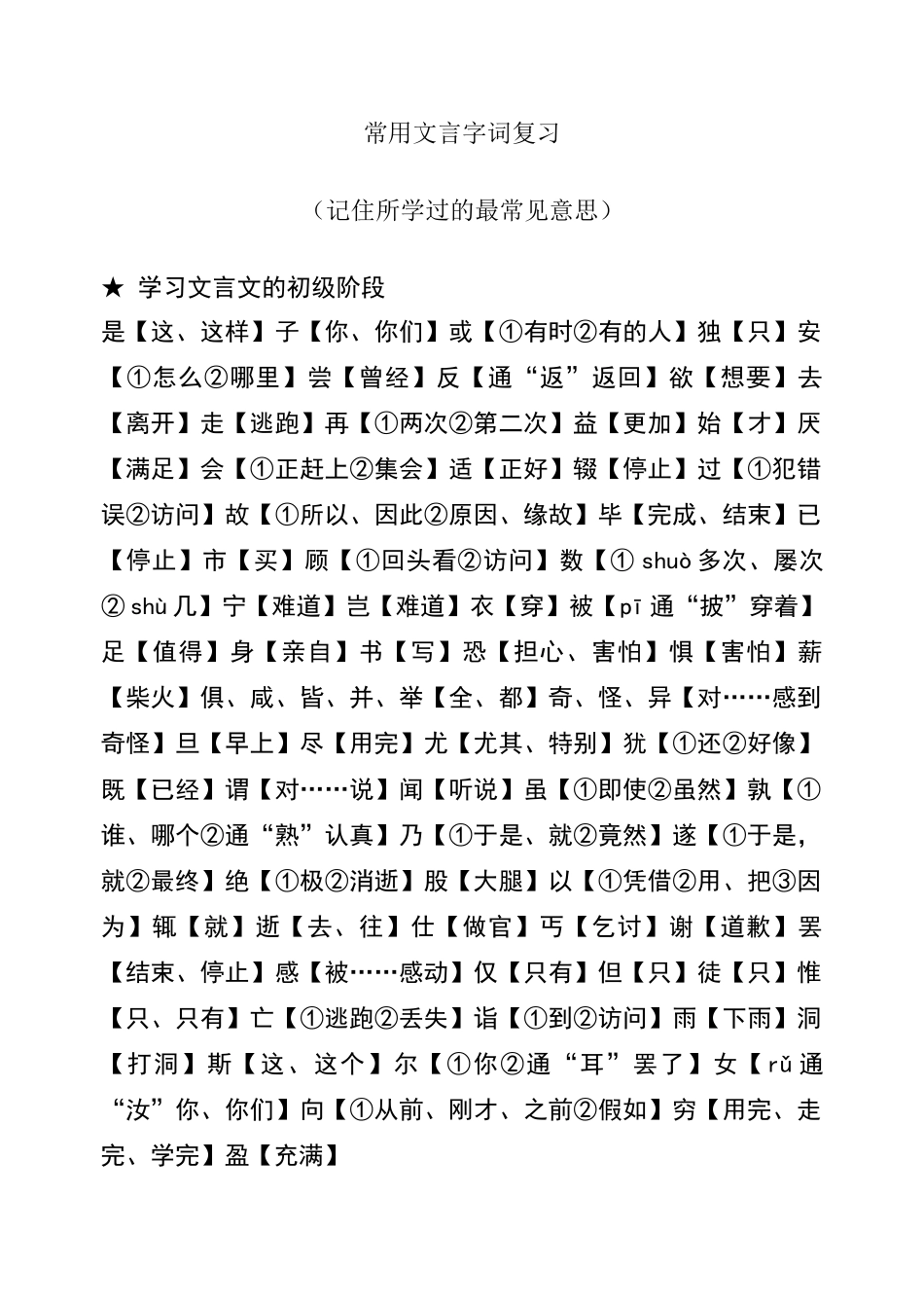 常用文言文字词_第1页