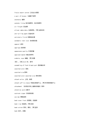 常用服装英文词汇