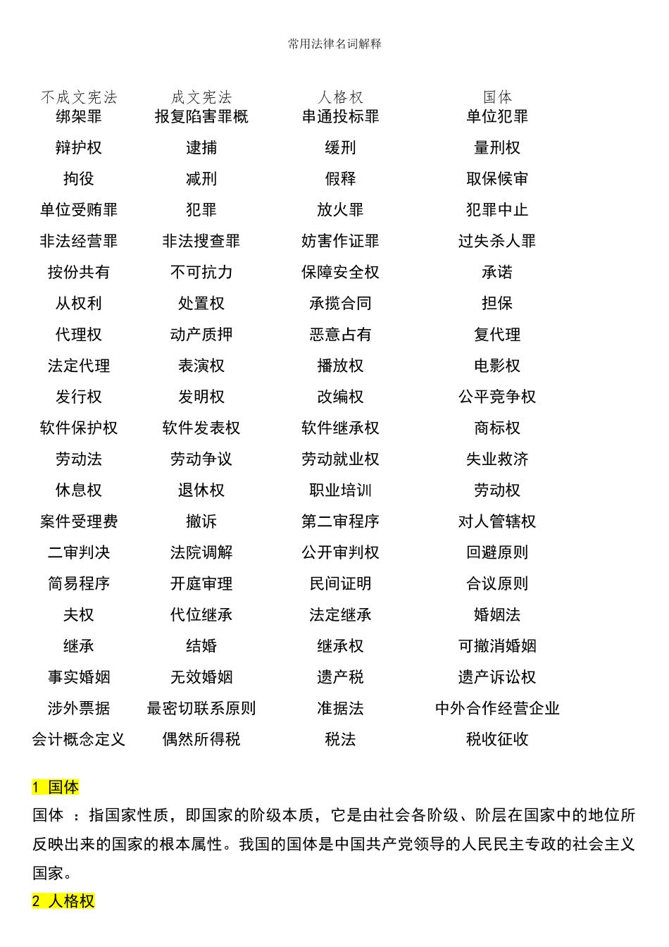 常用法律名词解释_第1页