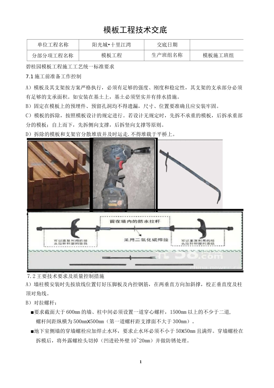 模板工程技术交底(碧桂园、地方要求)_第1页