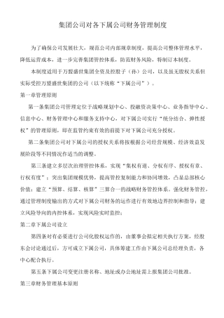 集团公司对子公司财务管控制度