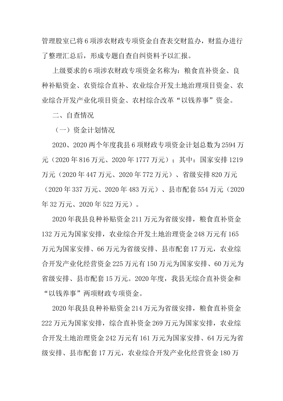 最新专项资金自查自纠报告_第2页