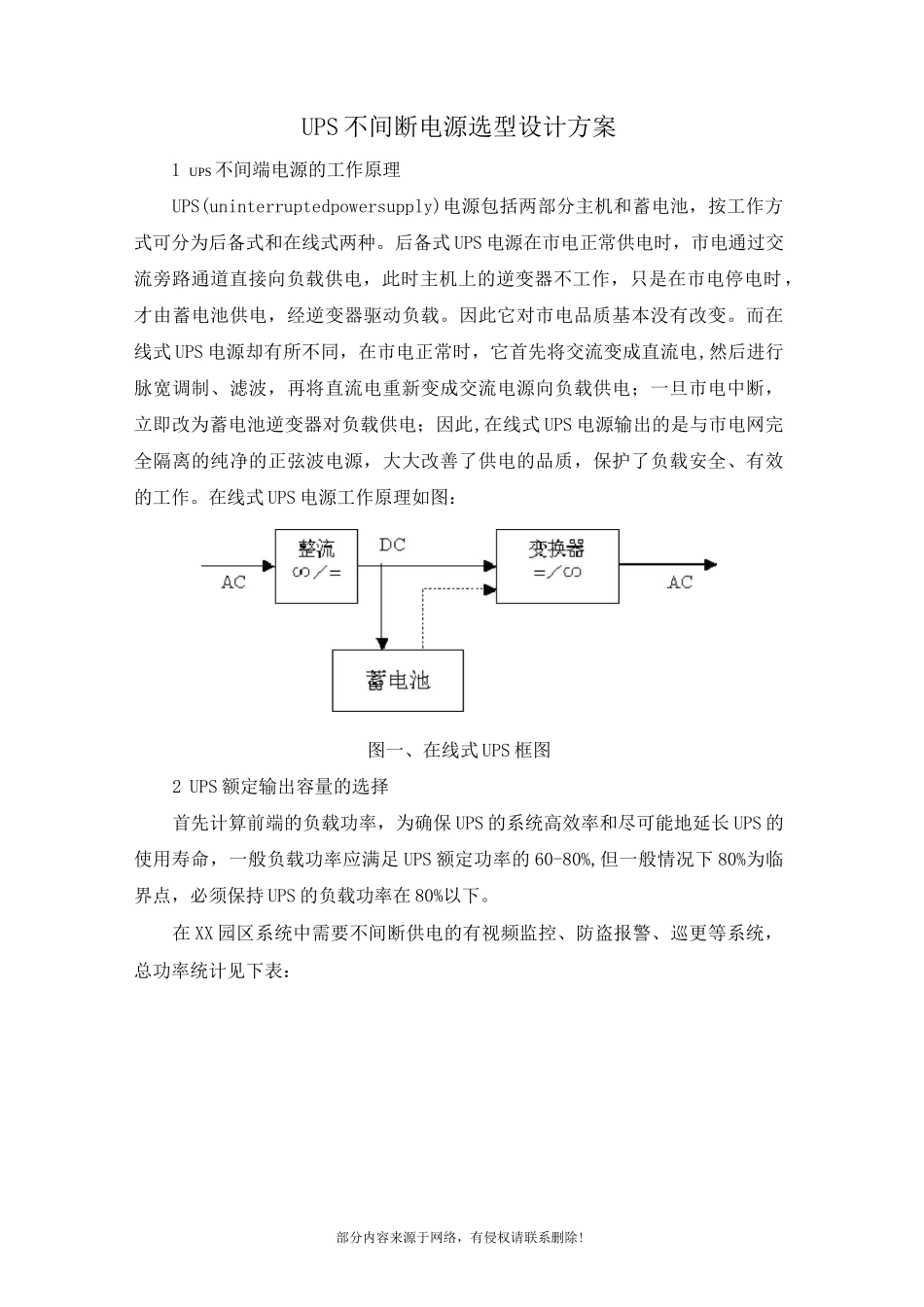 UPS不间断电源选型设计方案_第1页