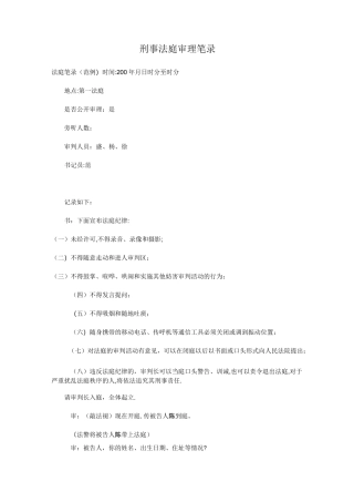 刑事法庭审笔录