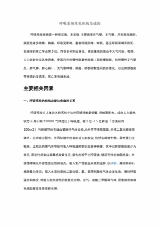 呼吸系统常见疾病及成因