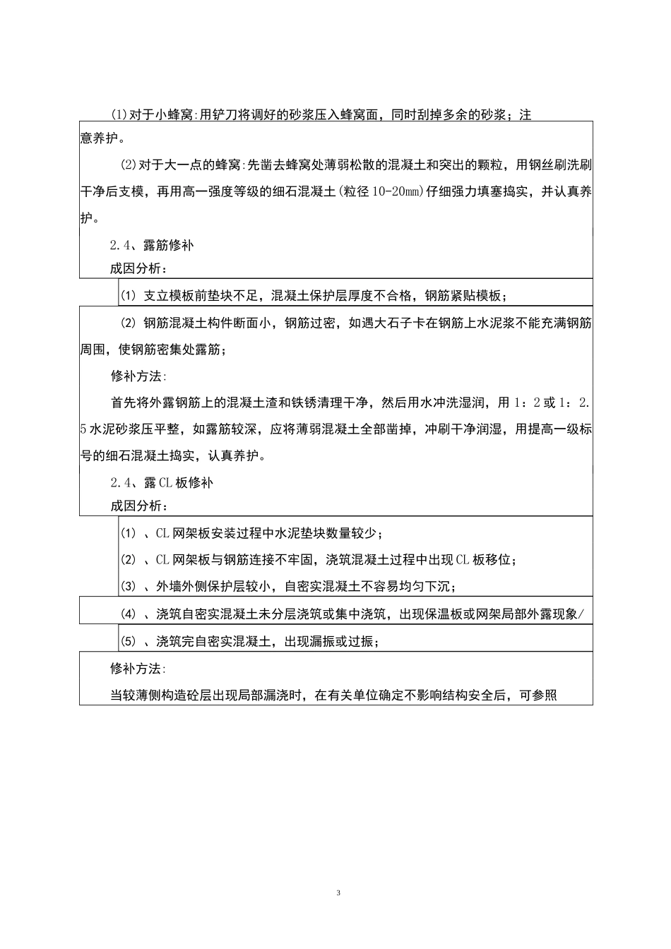混凝土缺陷修补施工技术交底(修补方法)_第3页